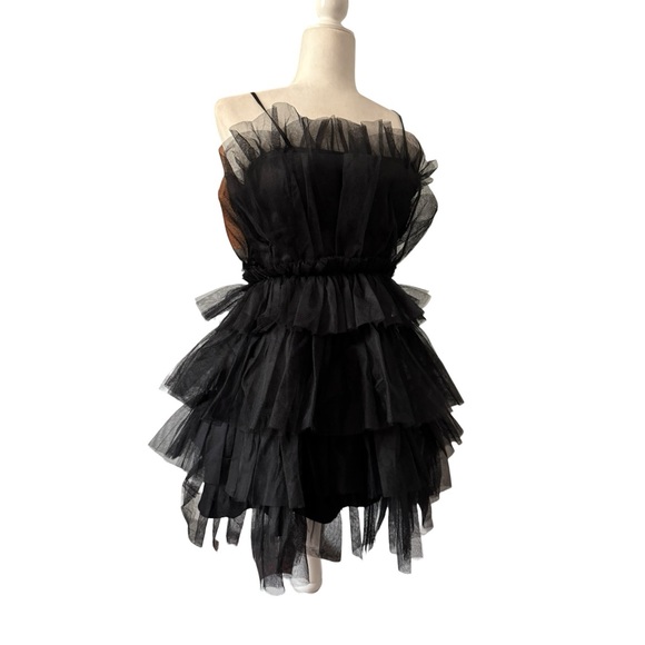 Altar’d State Gigi  Black Tiered Tulle Dress | S - Picture 2 of 6